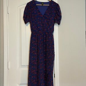 Disney Blue Maxi Dress with Red Floral Print